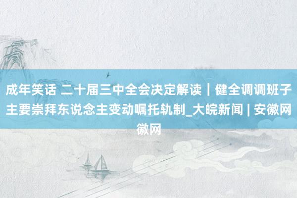 成年笑话 二十届三中全会决定解读｜健全调调班子主要崇拜东说念主变动嘱托轨制_大皖新闻 | 安徽网