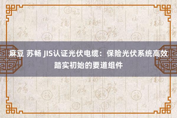 麻豆 苏畅 JIS认证光伏电缆：保险光伏系统高效踏实初始的要道组件