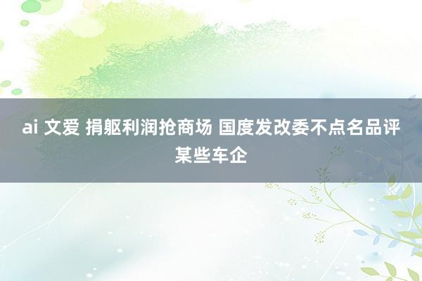 ai 文爱 捐躯利润抢商场 国度发改委不点名品评某些车企