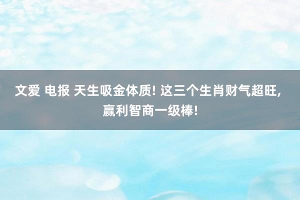 文爱 电报 天生吸金体质! 这三个生肖财气超旺， 赢利智商一级棒!